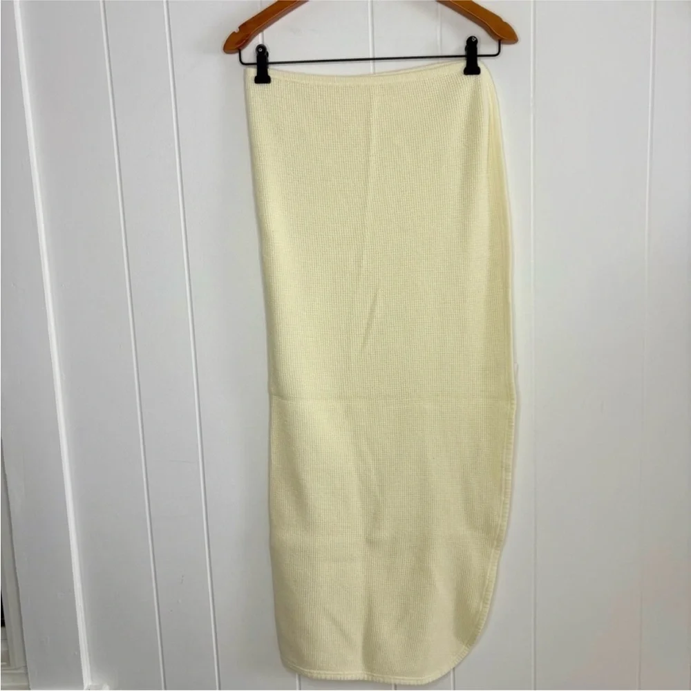 VINTAGE Cozy JE. Morgan Pale Butter Yellow Thermal Waffle Knit Baby Blanket Gift